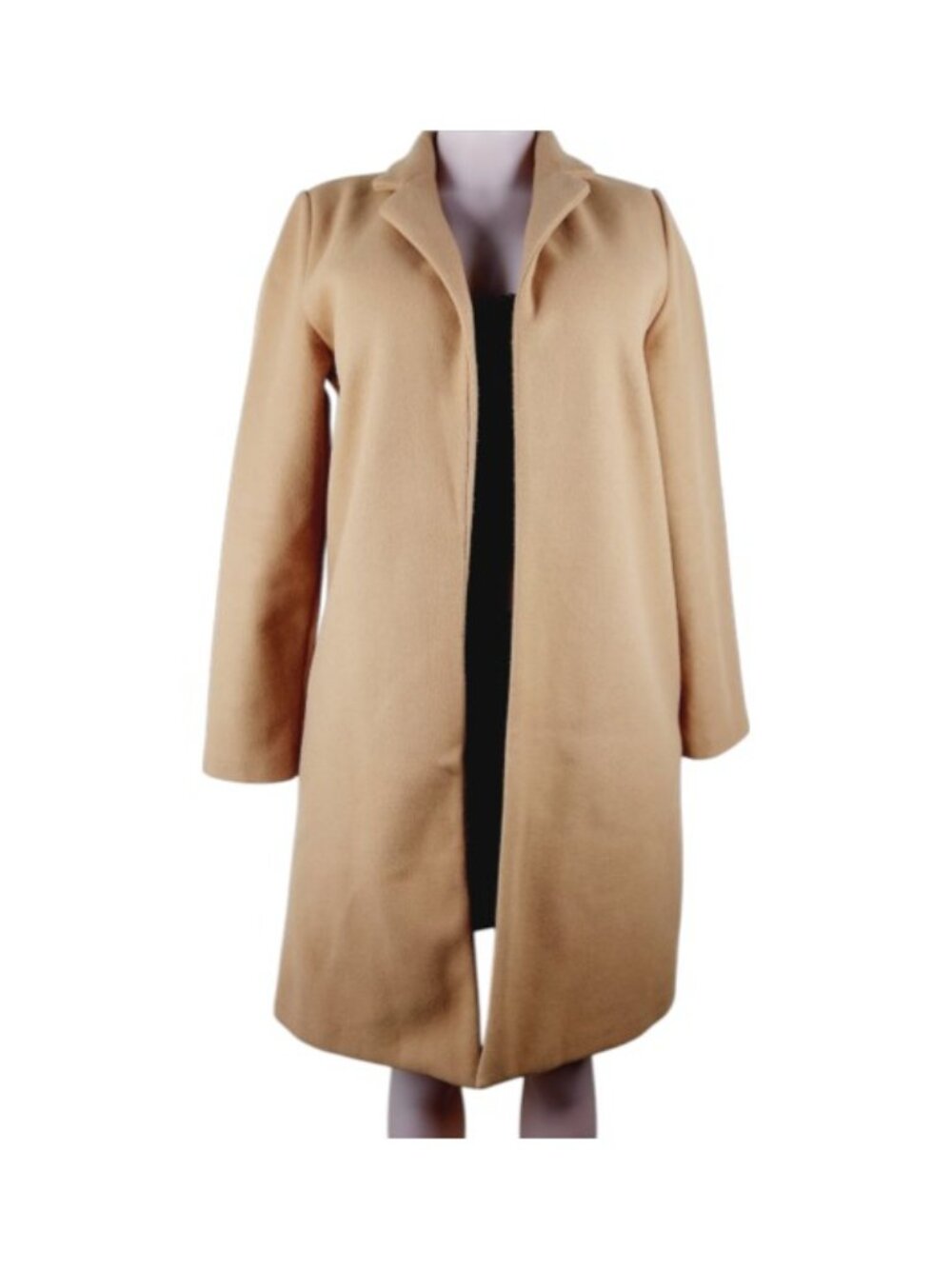 Zara Women Tan Open Front Thermal Outdoor Longline Formal Overcoat Size M